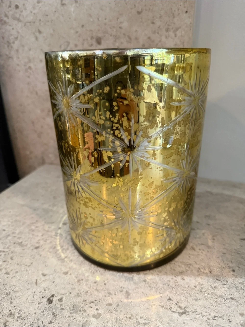 West Elm Elegant Gold Mercury Glass Candle Holder
